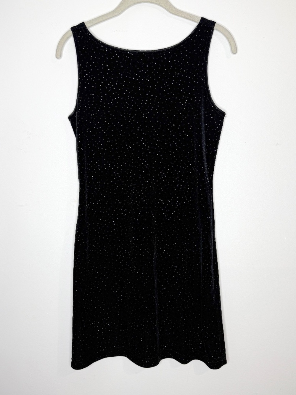 Vintage 90s Byer Too Black Sparkle Velvet Mini Dress Y2K Goth